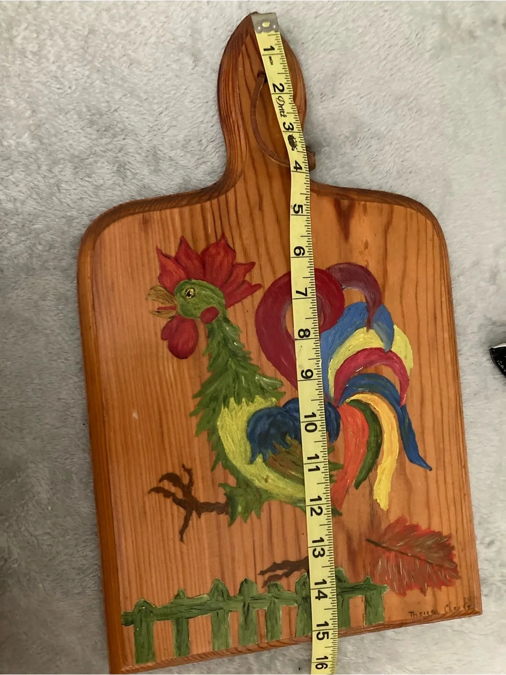 Hand-Painted Multicolor Rooster Wooden Kitchen Board